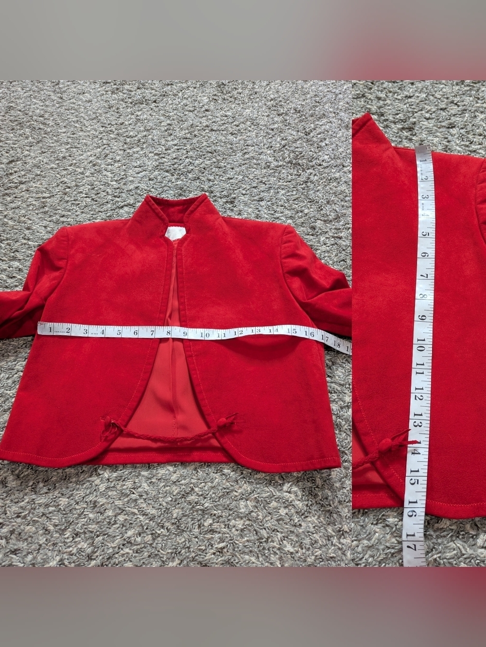 Vintage King James Red Faux Suede Bolero Jacket & Skirt Set XS/S - Picture 13 of 14